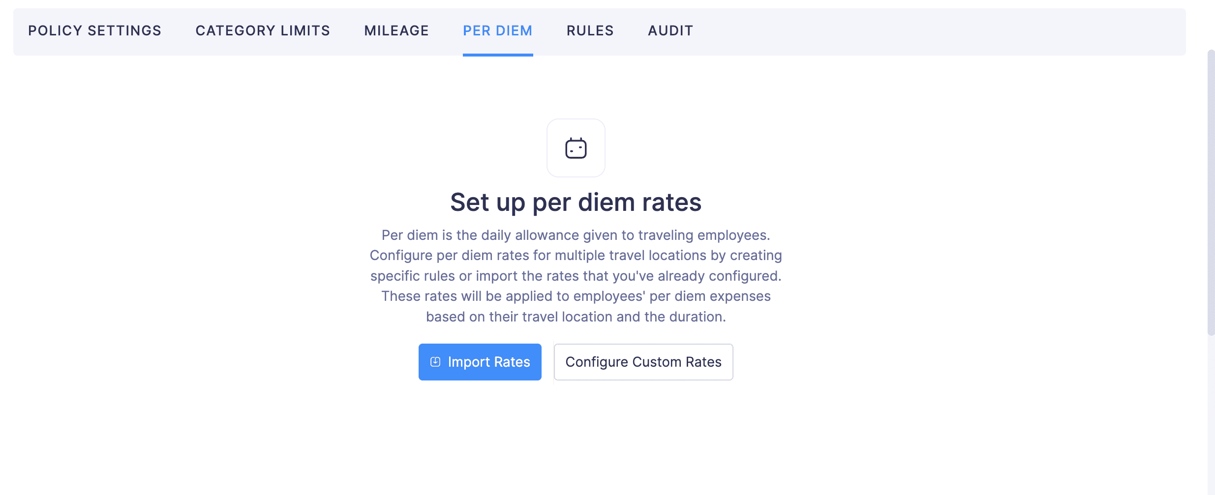 Set up Per Diem Rates