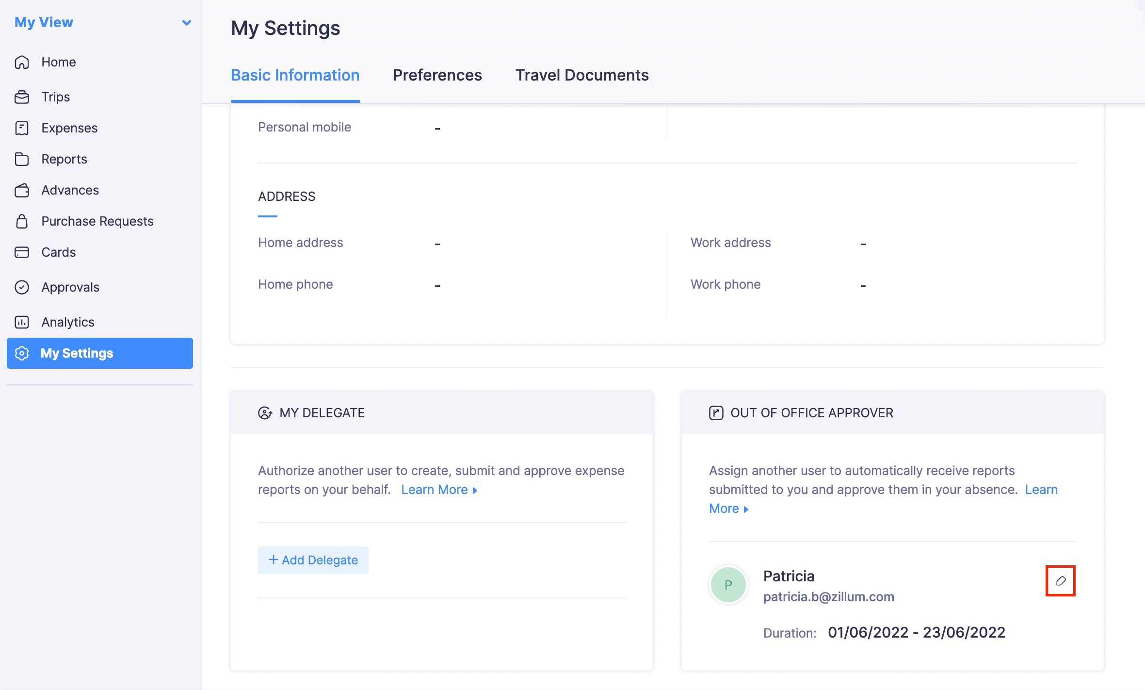 Change Out Of Office Approver