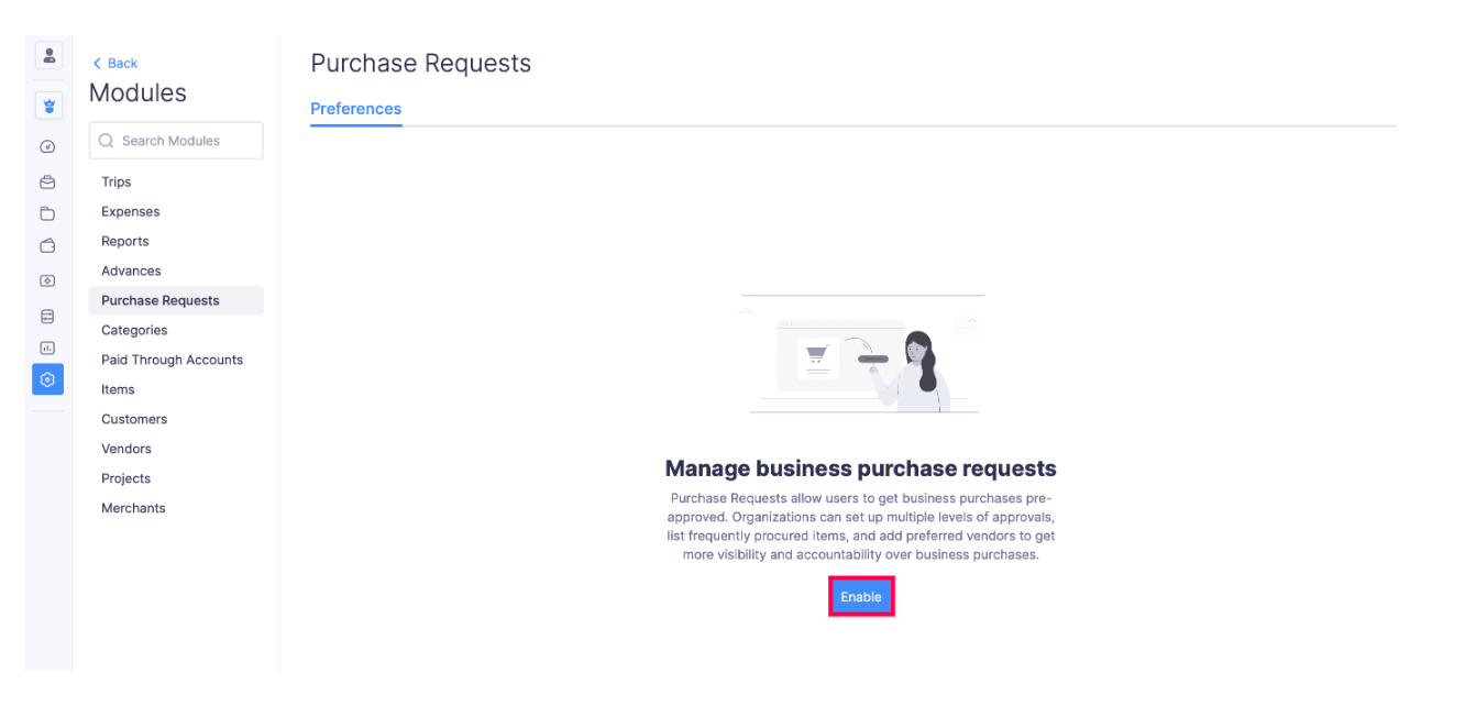 Enable Purchase Request