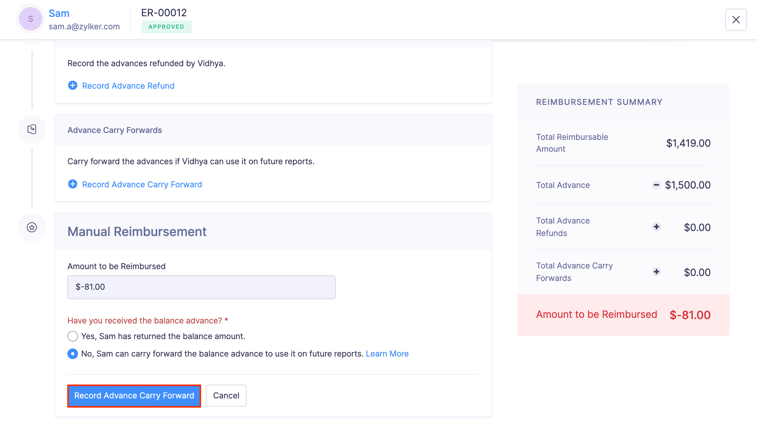 Record Reimbursements