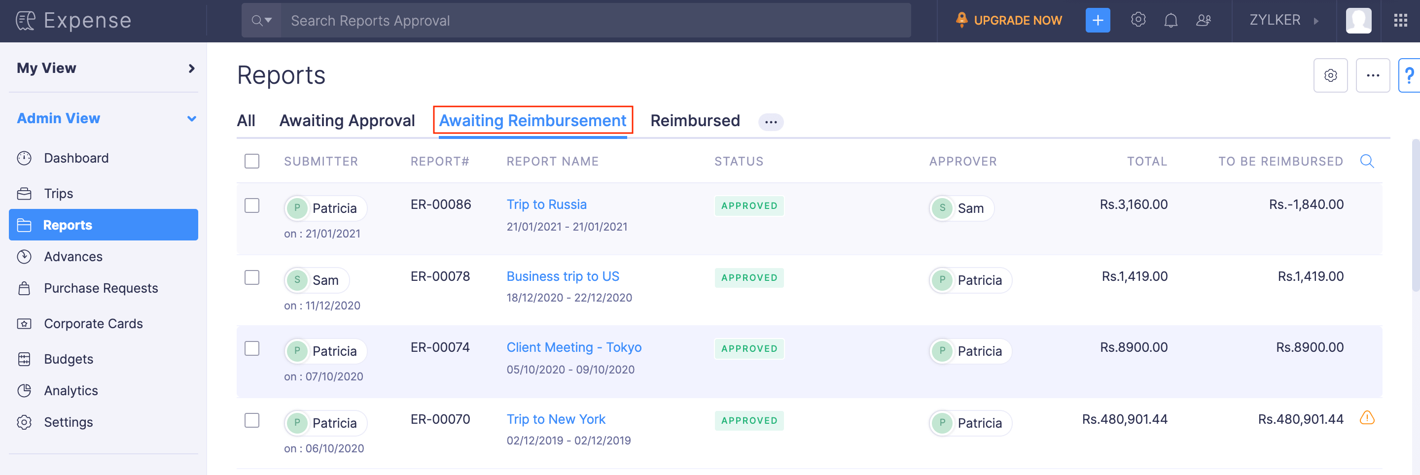 Reimburse Your Employees from Zoho Expense