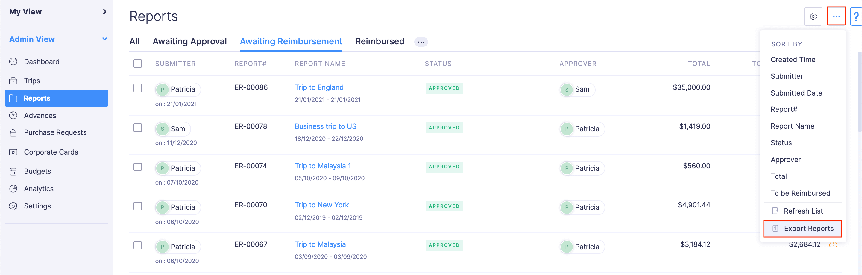 Export All Users' Reports