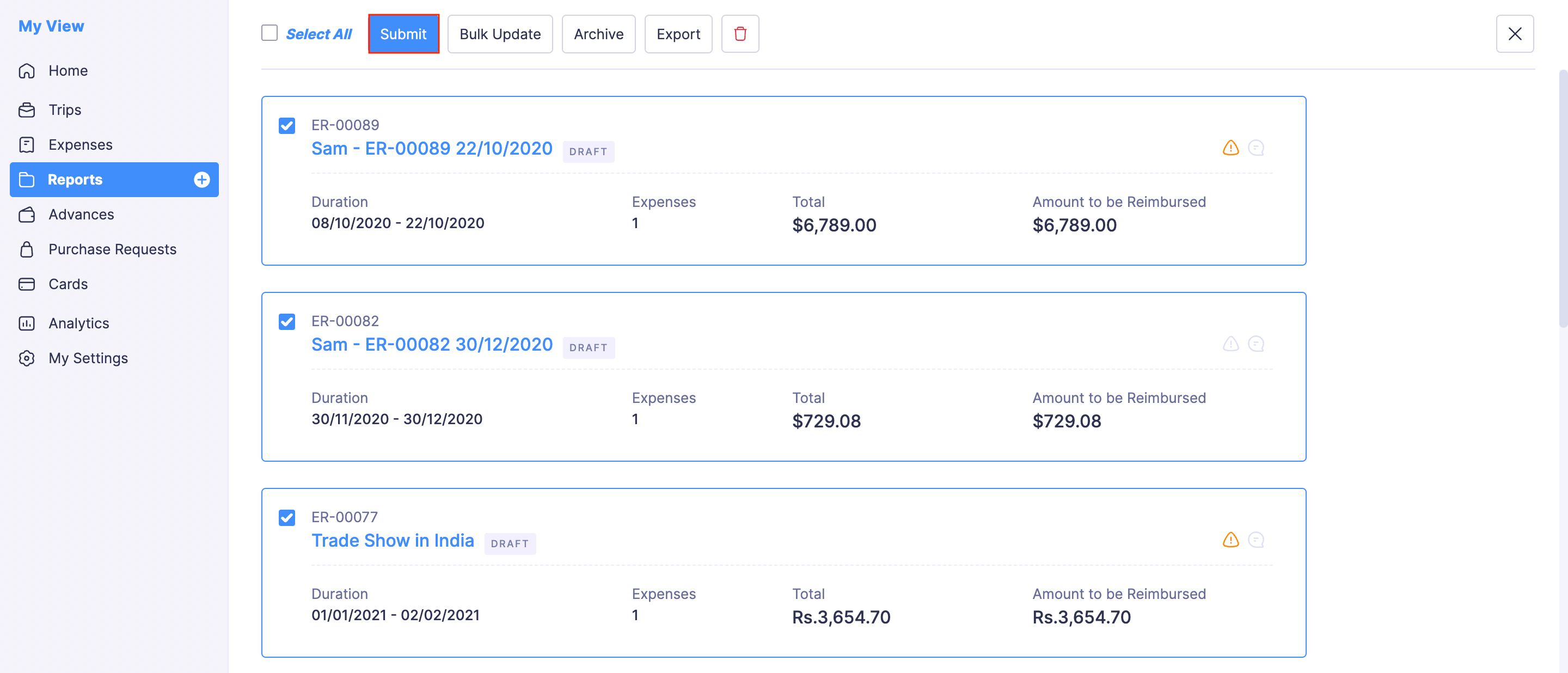 Submit Reports in Bulk