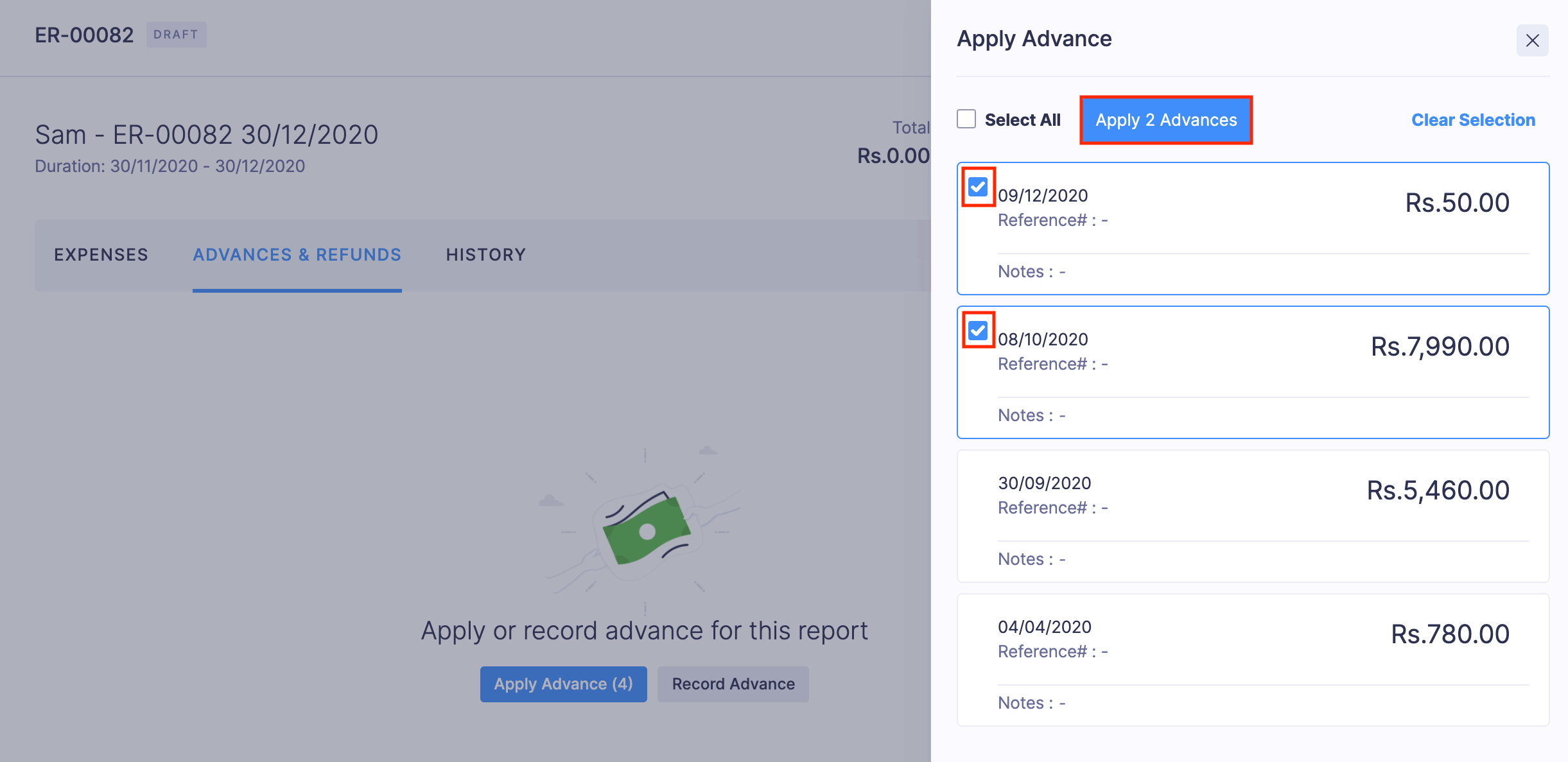 Apply Advances in Reports
