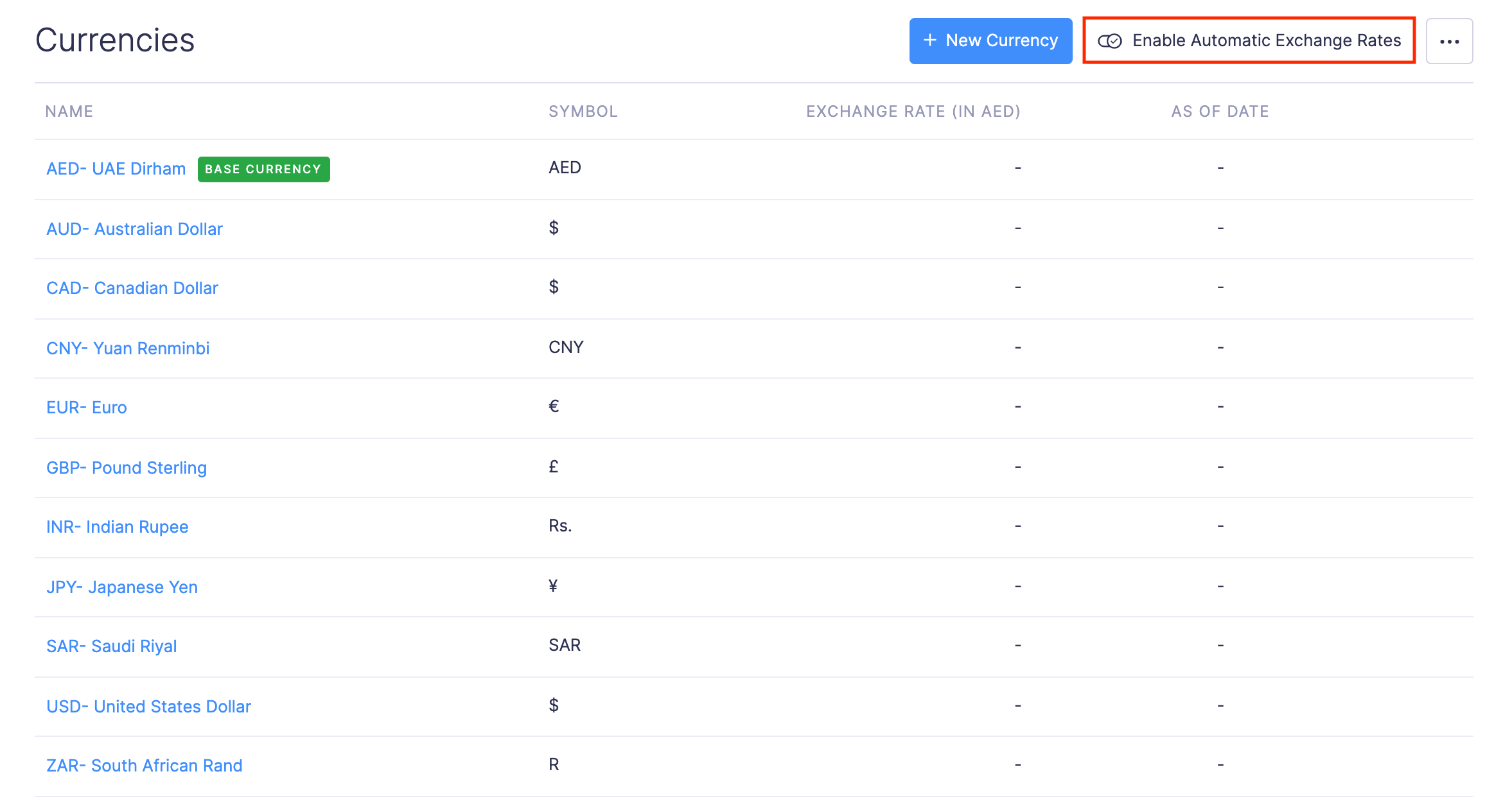 Enable Automatic Exchange Rate