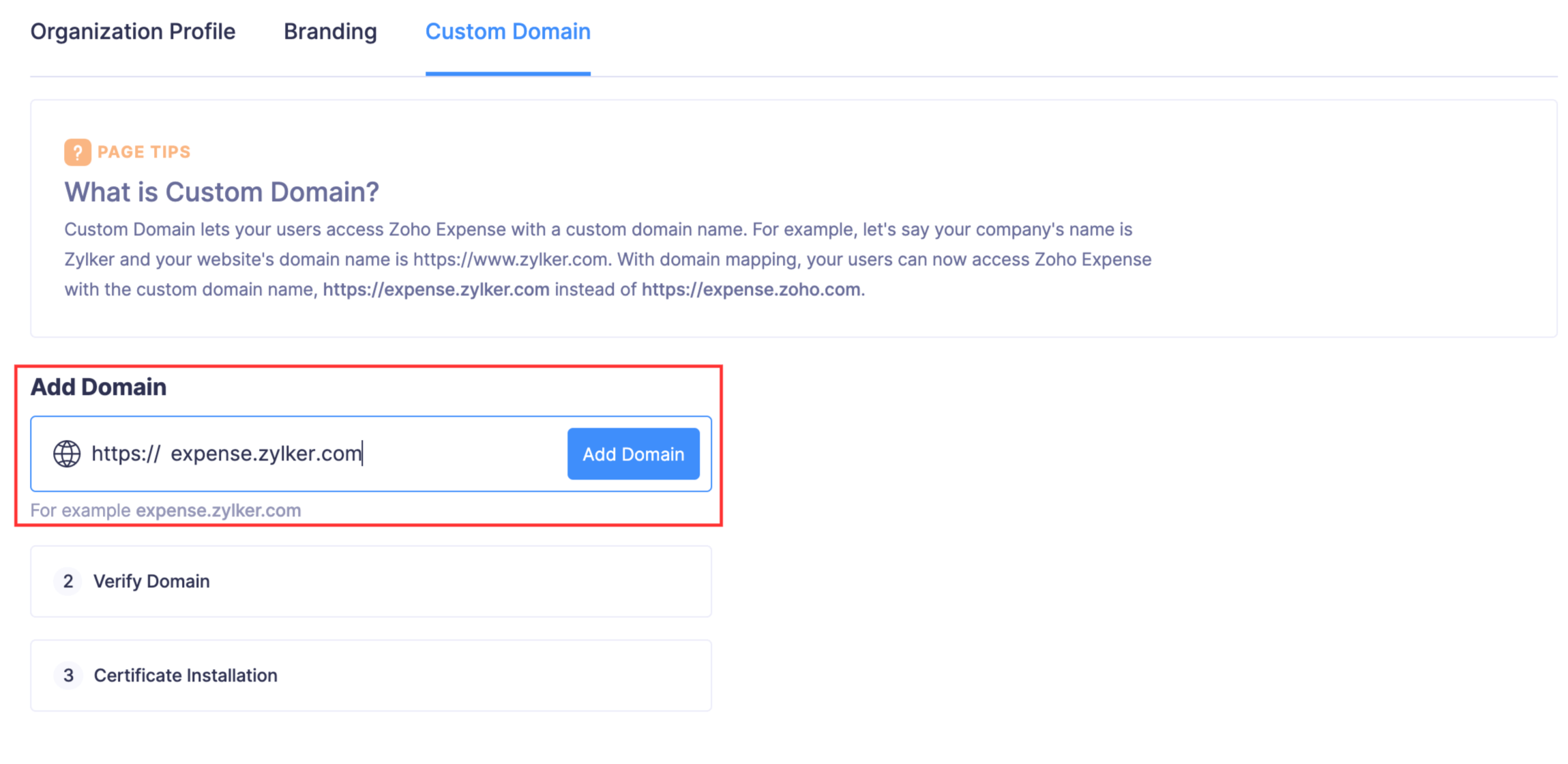Add your custom domain
