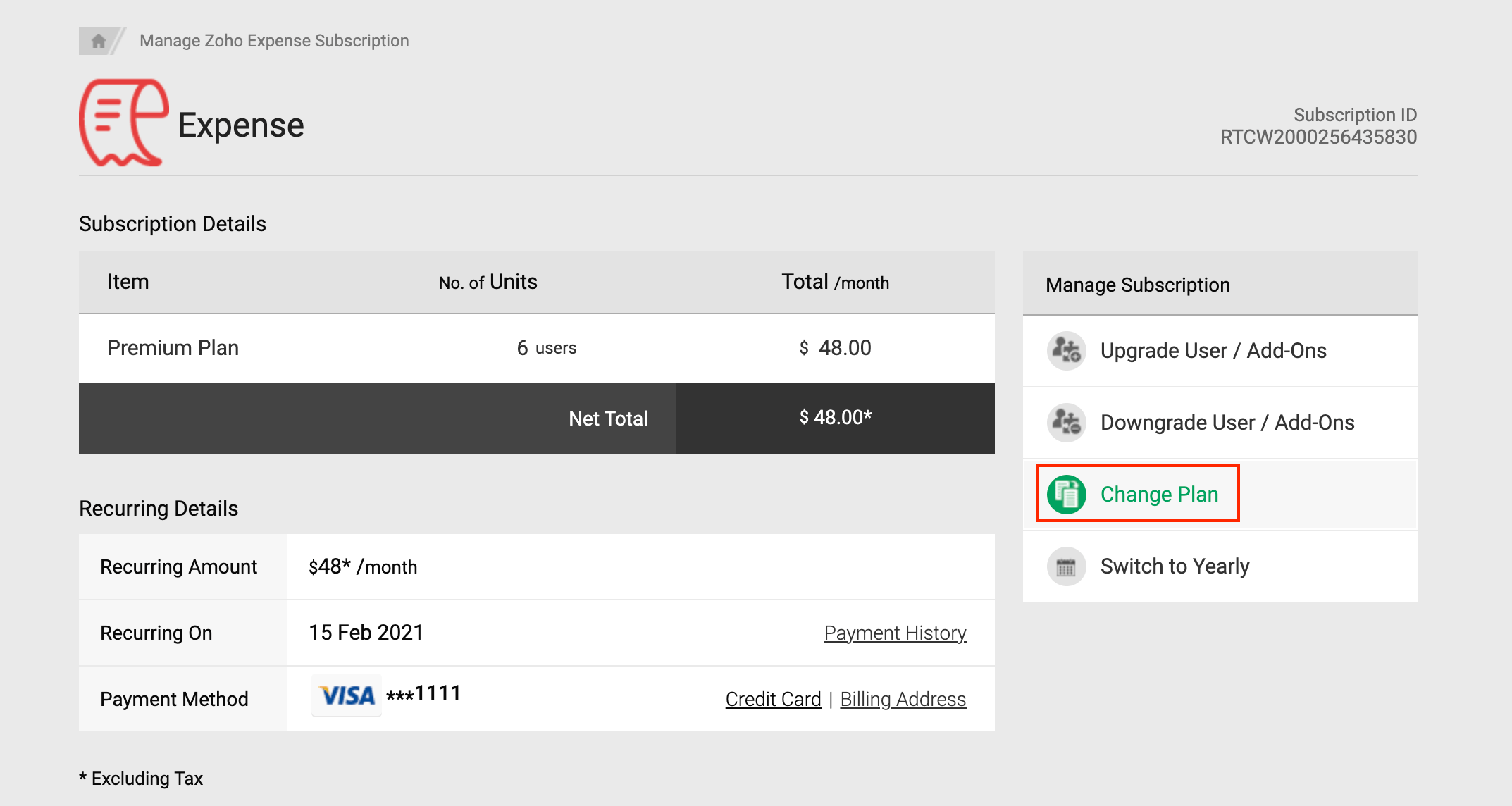 Downgrade Your Subscription