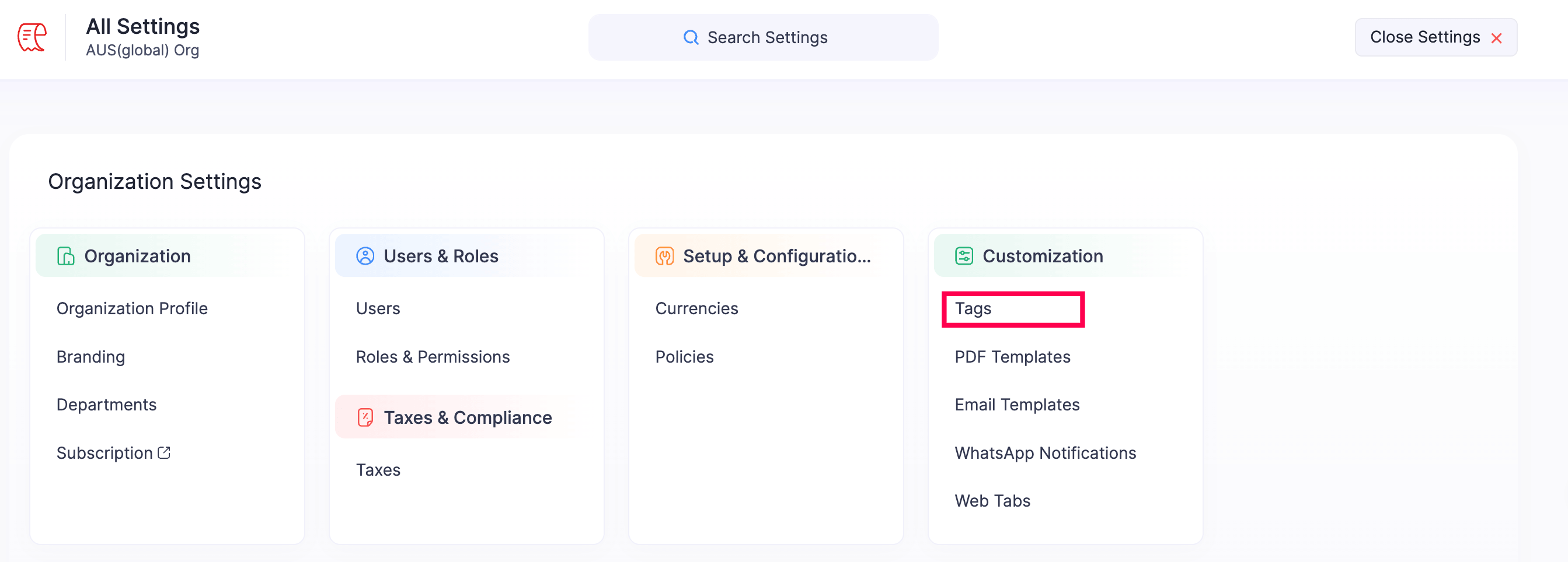 Enabling Tags and Configuring Preferences