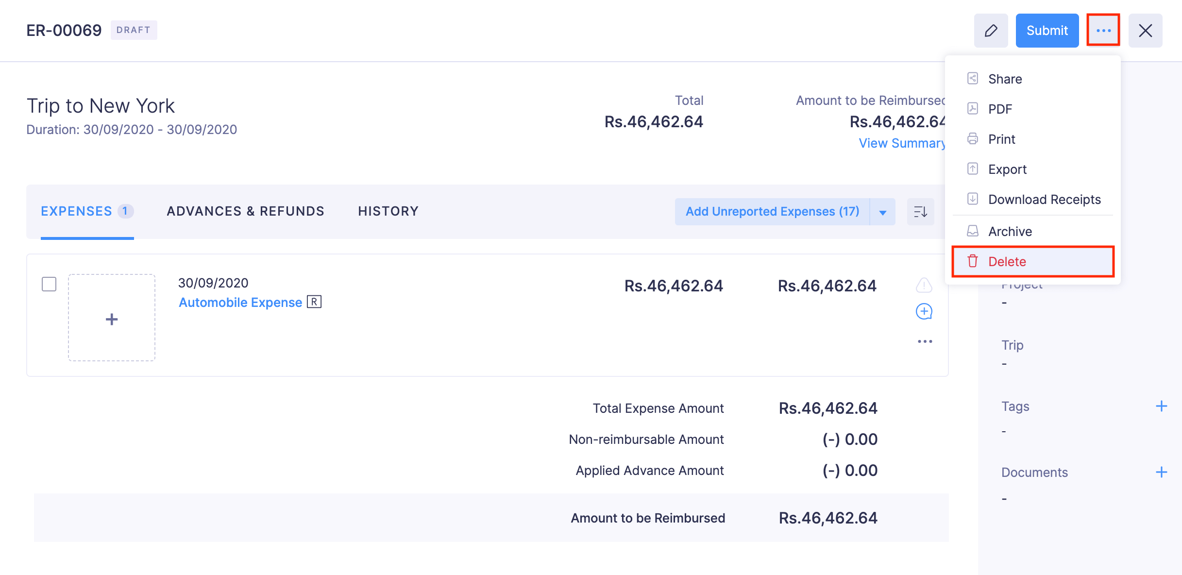 Remove Report from Trip Request