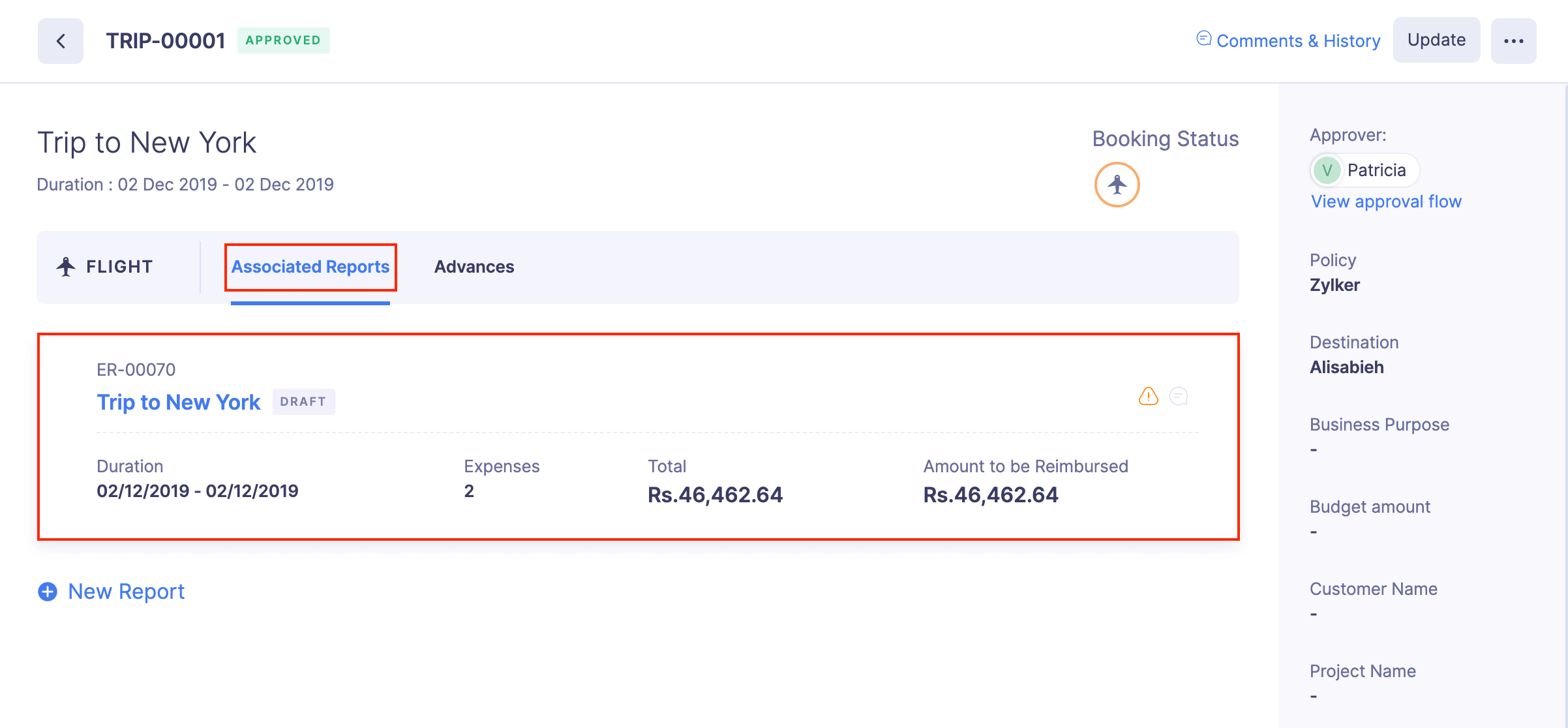 Remove Report from Trip Request