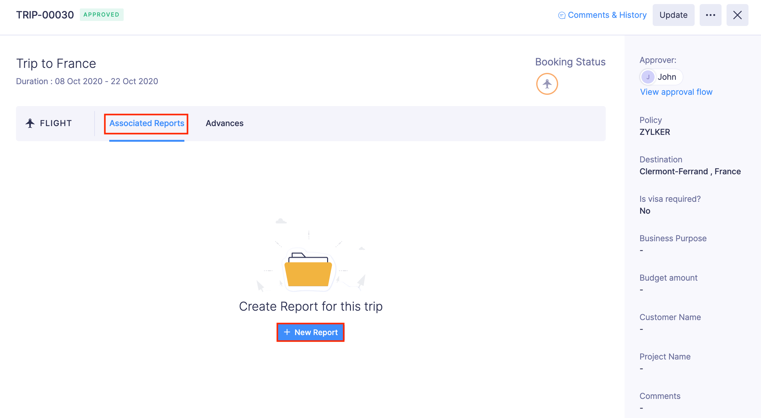 Report Trip Expenses