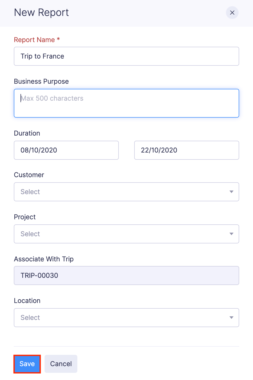 Report Trip Expenses