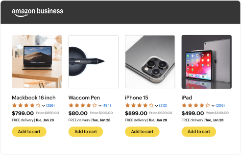 Screenshot showing the buying exprience on Amazon business withZoho Expense integration
