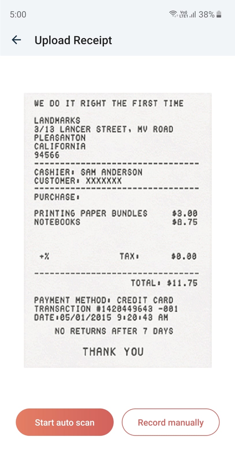 Scan your receipt using our expense report app - Zoho Expense