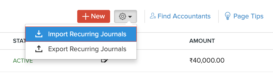 Select Import Recurring Journals