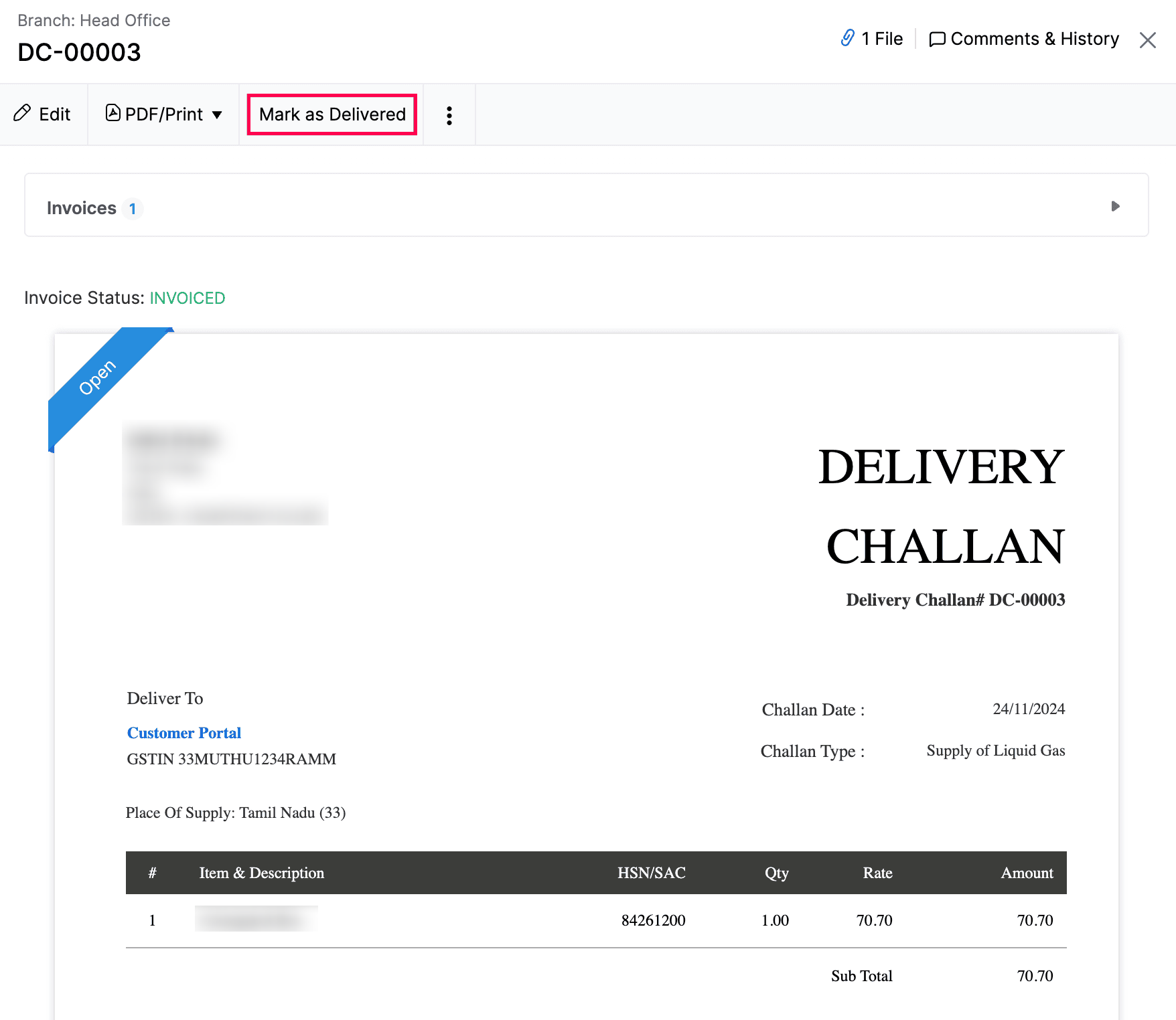 Customize Delivery Challan Template