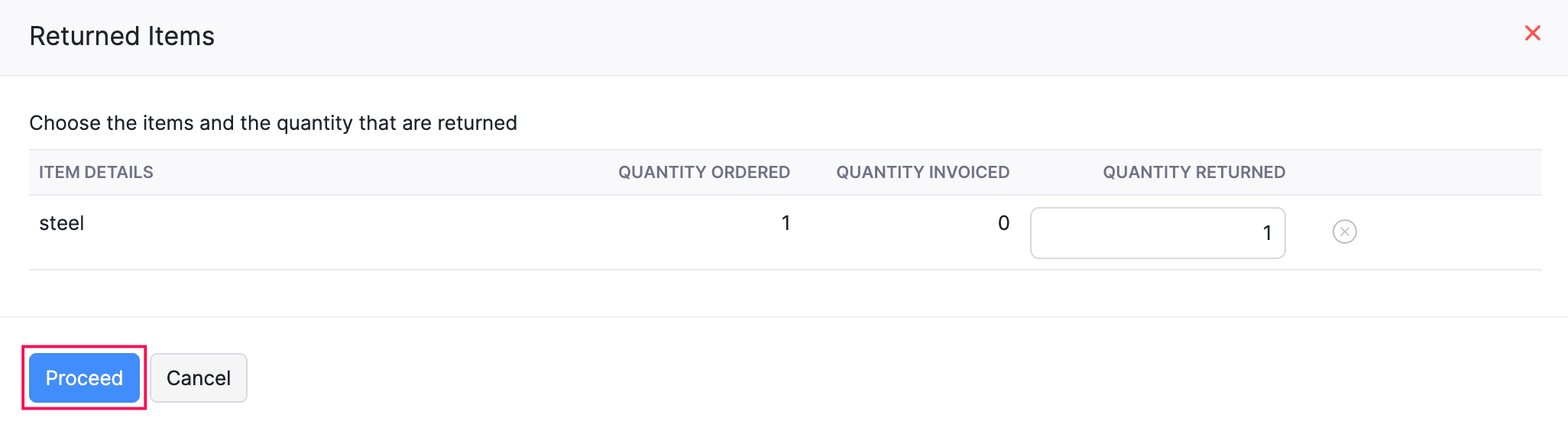 Record Partial Return