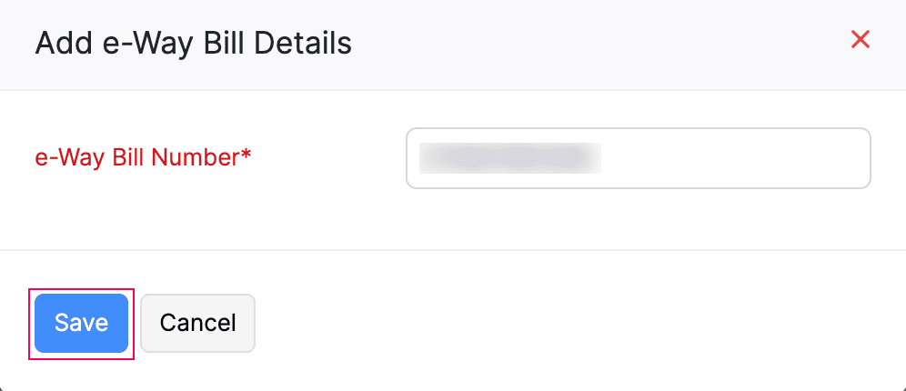 Add e-Way Bill Number