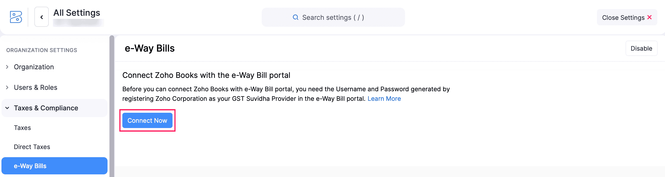 Connect Zoho Books with EWB Portal
