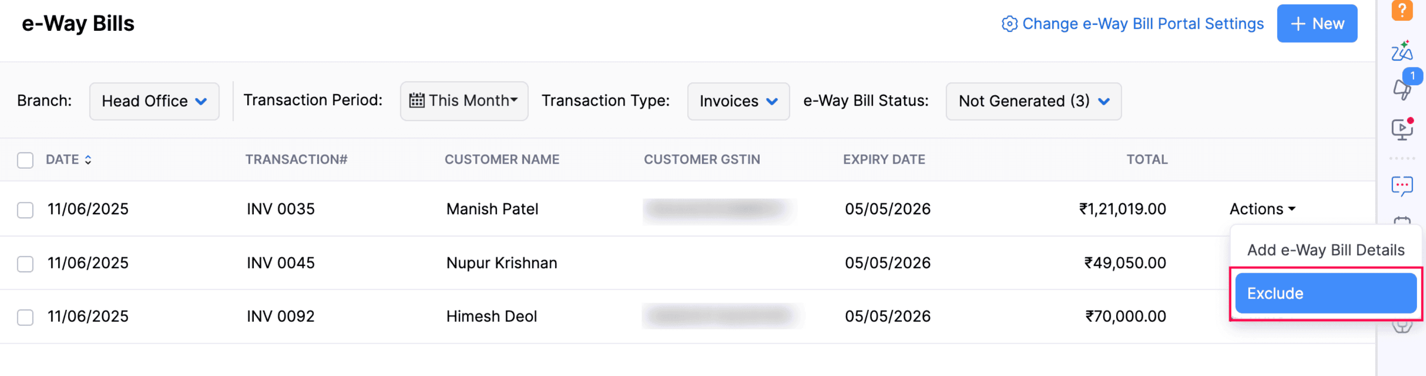 Exclude Transactions