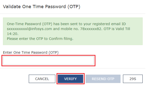 Enter the OTP and click Verify