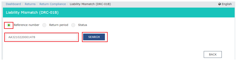 Search for ARN using the reference number