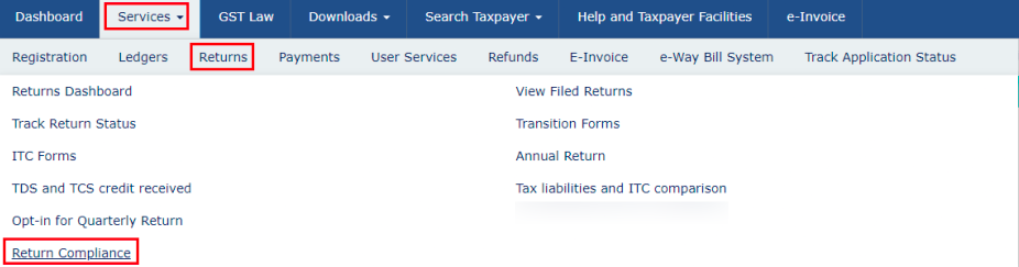 Click Return Compliance under Returns