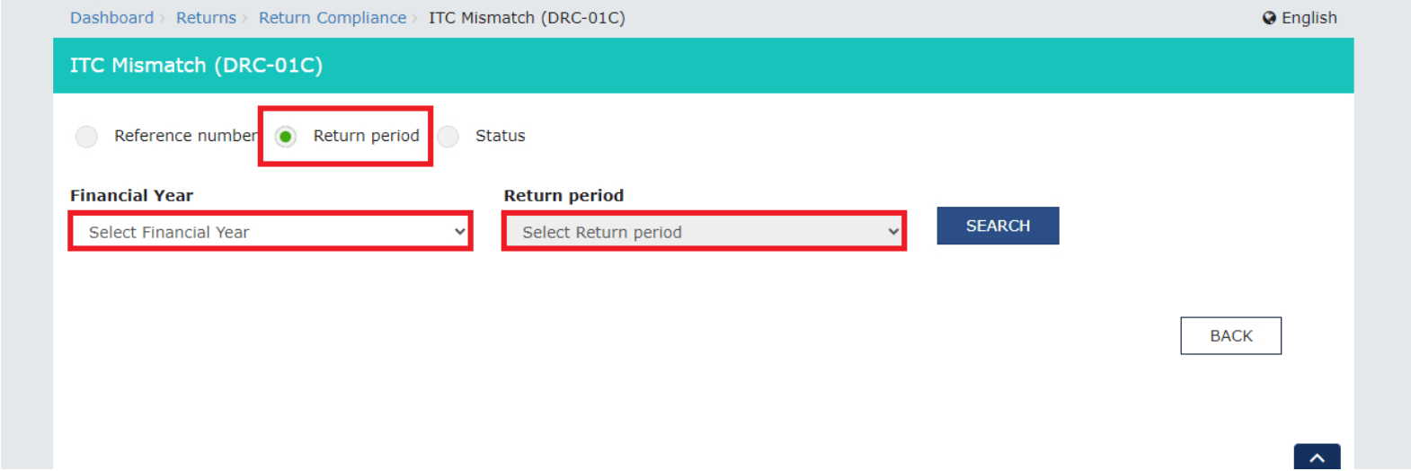 Select the return period to view the ARNs for the period