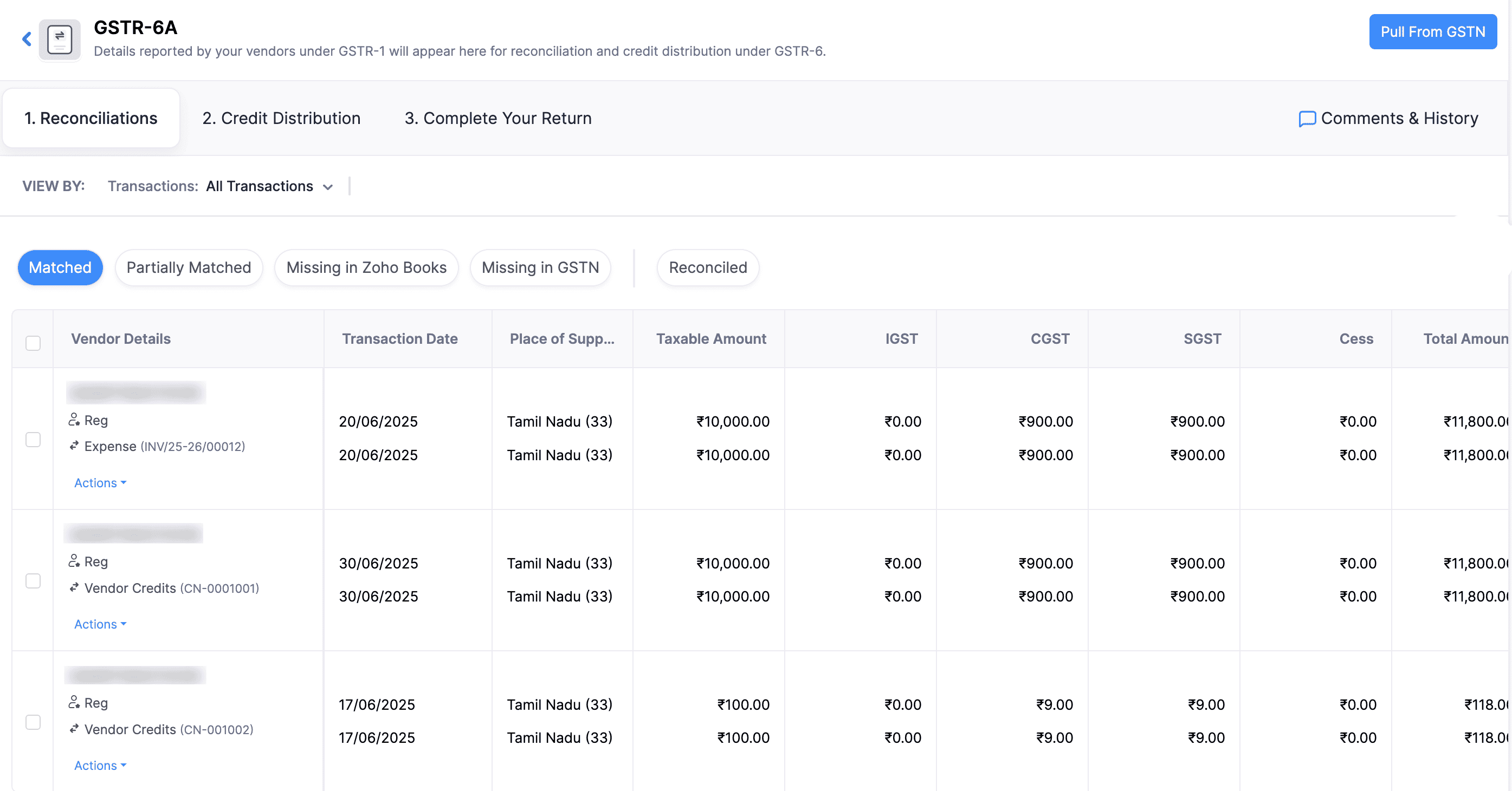 Reconcile Transactions