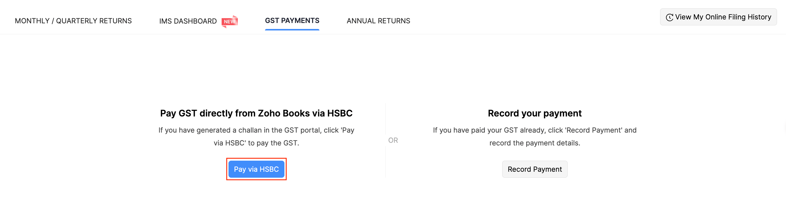 Initiate payments from GST Payments