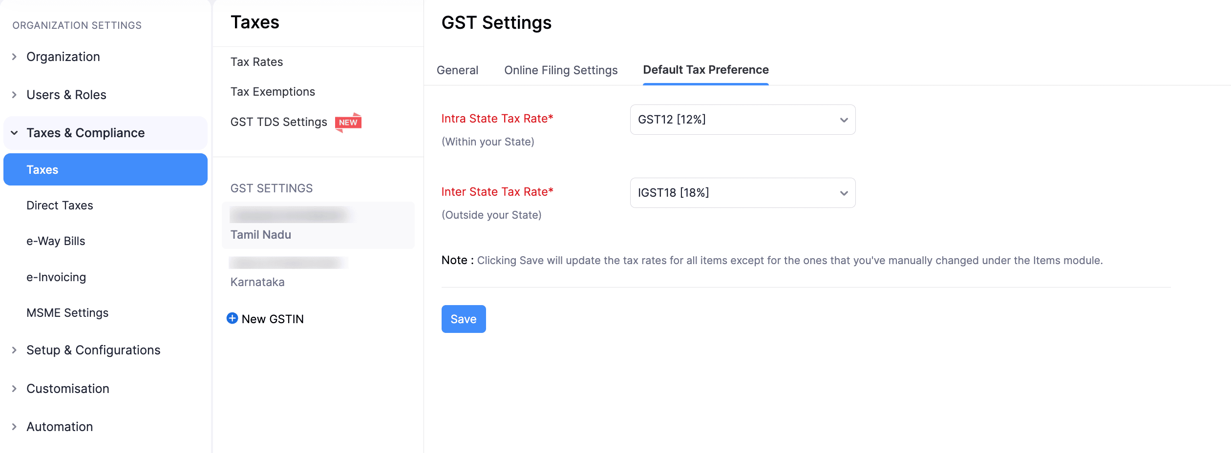 Default Tax Preference