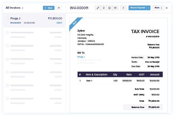 Send Professional Invoices - Startup Accounting Software | Zoho Books