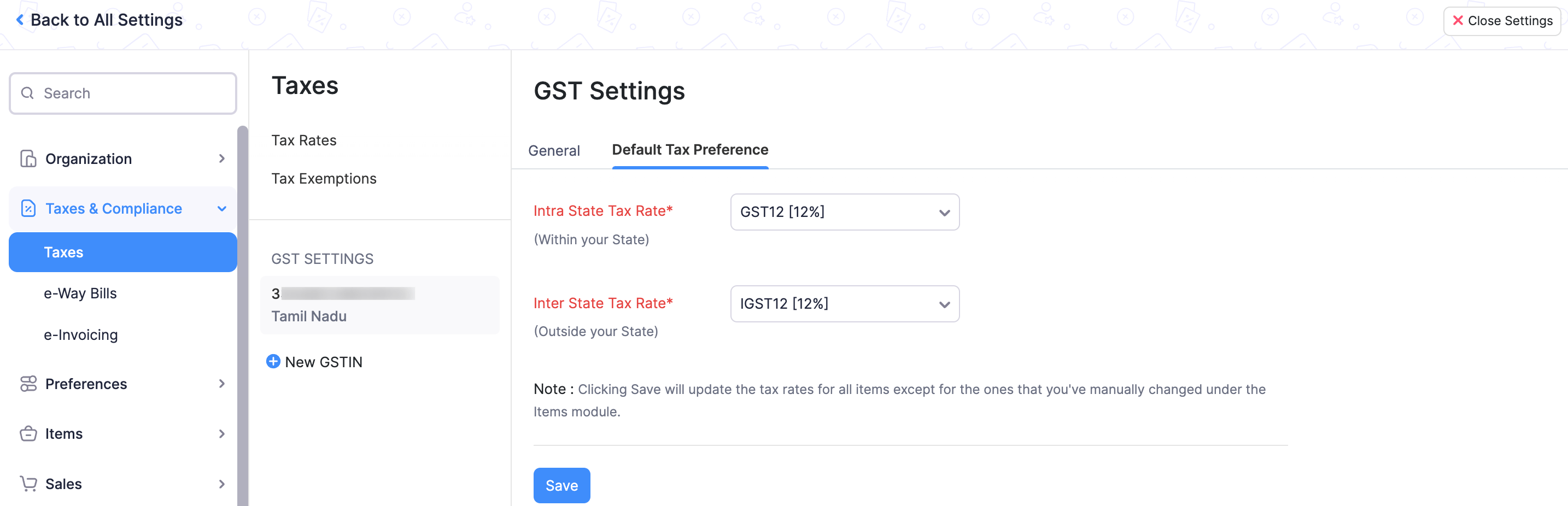Default Tax Preference