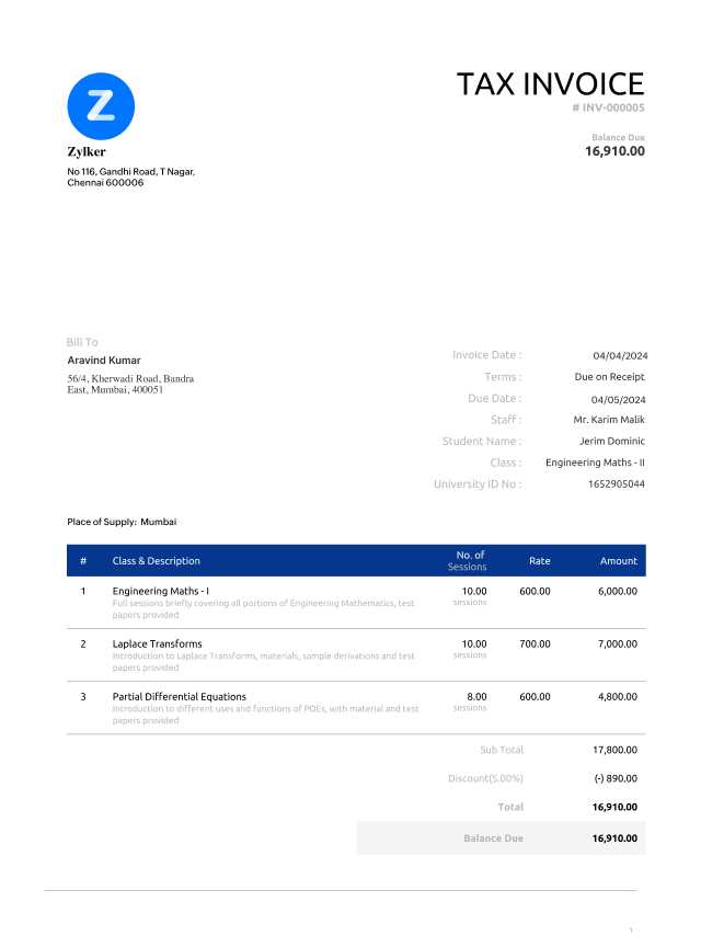 simple invoice template