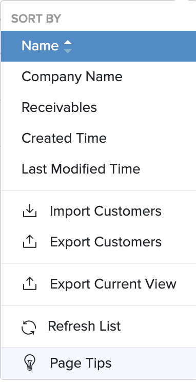 Image of the menu icon drop down highlighting the export option