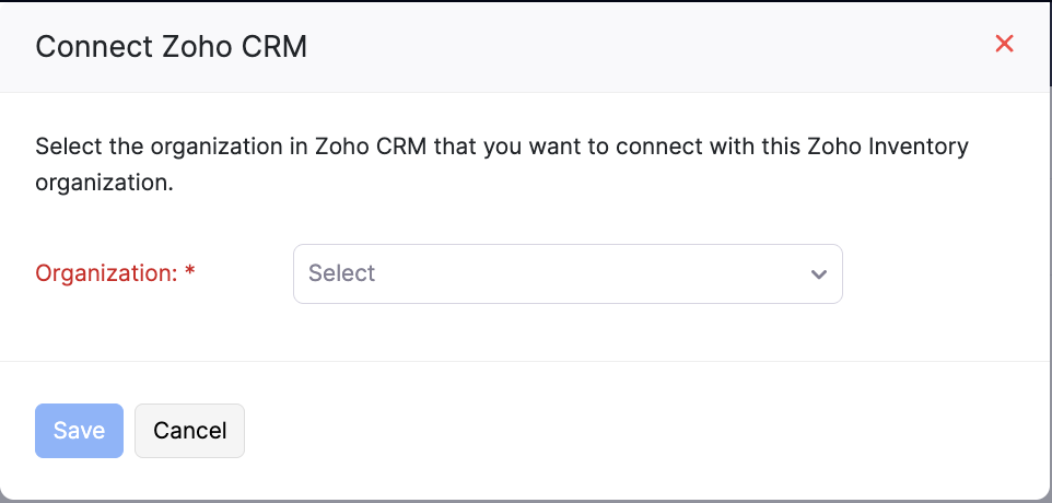 Select Zoho CRM Pop-up