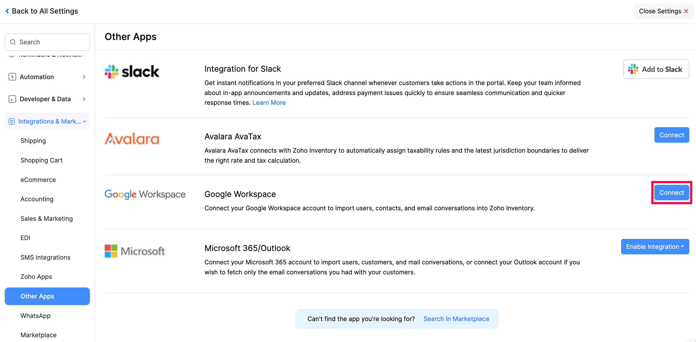 Connect to Google Workspace