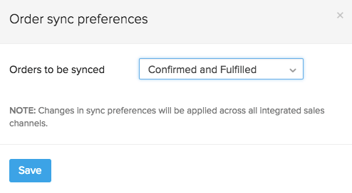 Order sync preference dropdown
