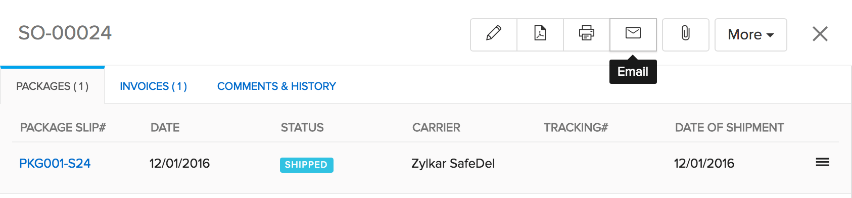 Image of email button in SO