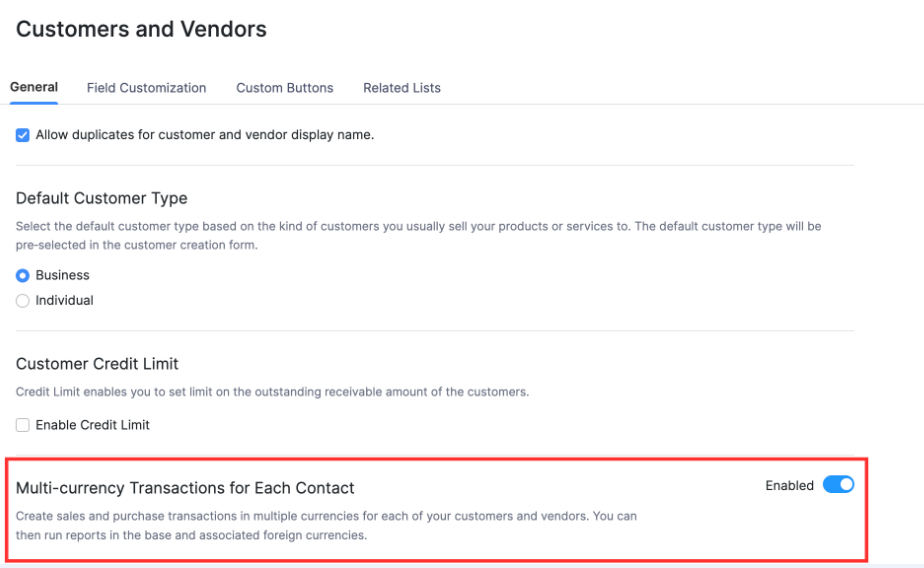 Enable multi currency