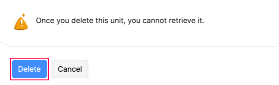 Delete confirmation pop-up