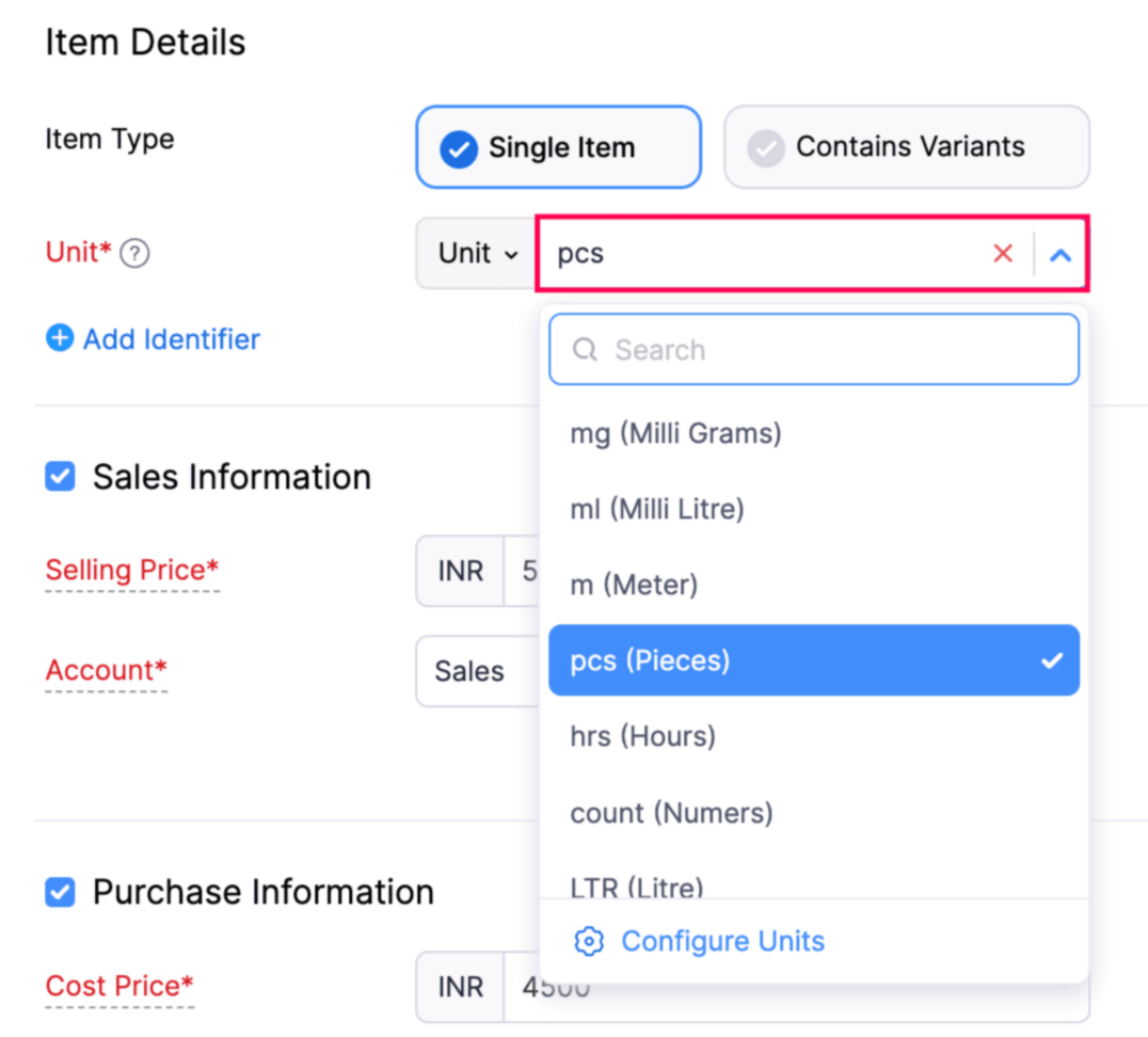 Search and select unit