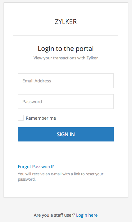 Create password for customer portal