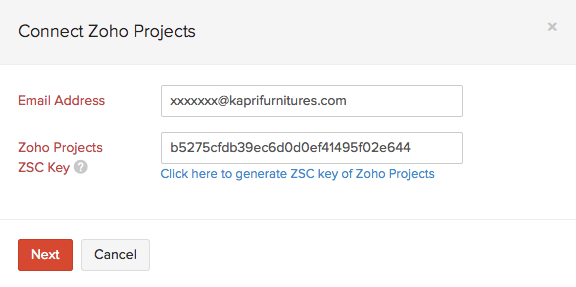 ZSC Key Zoho Invoice