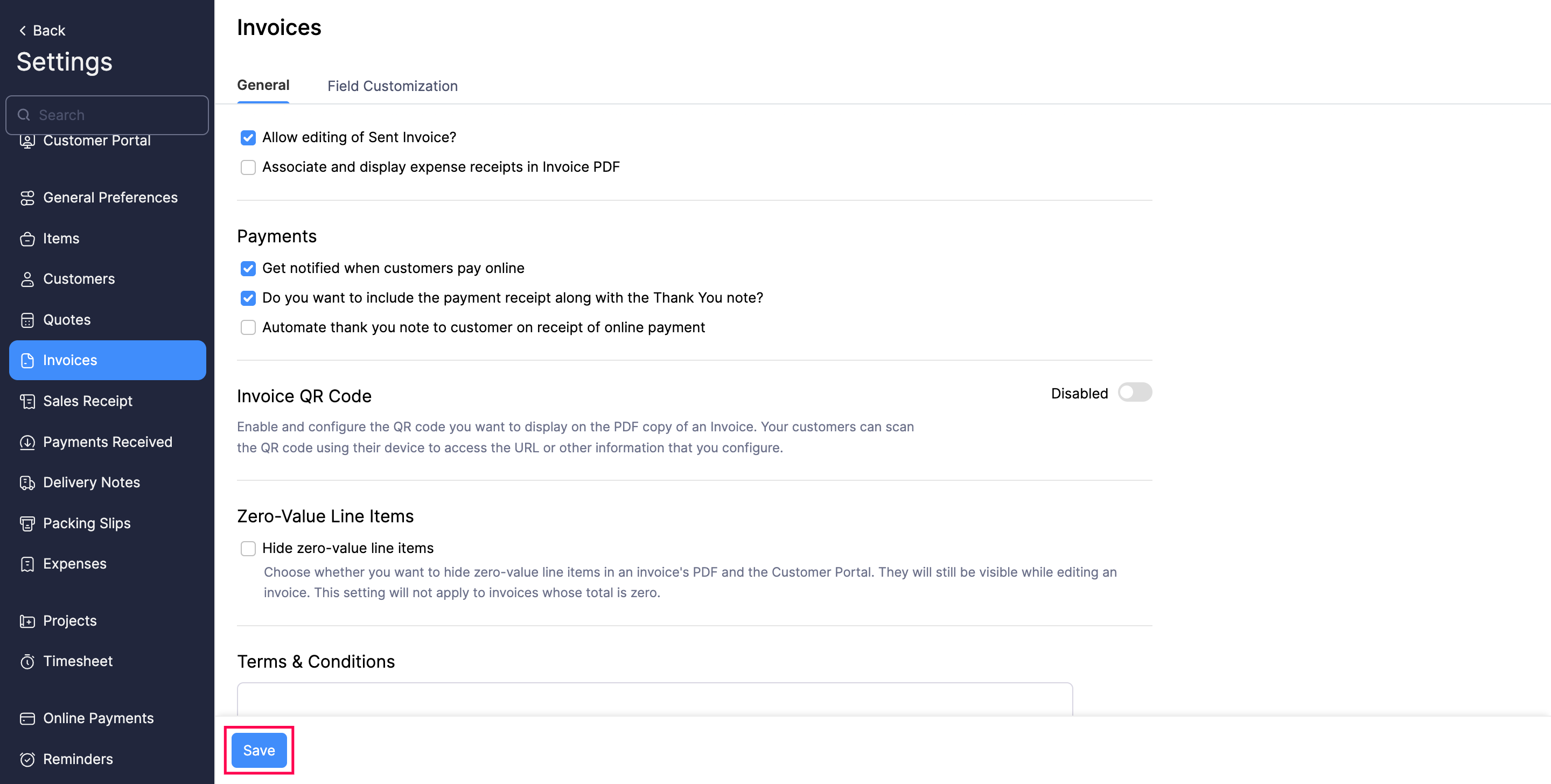 Terms & Conditions of Invoice