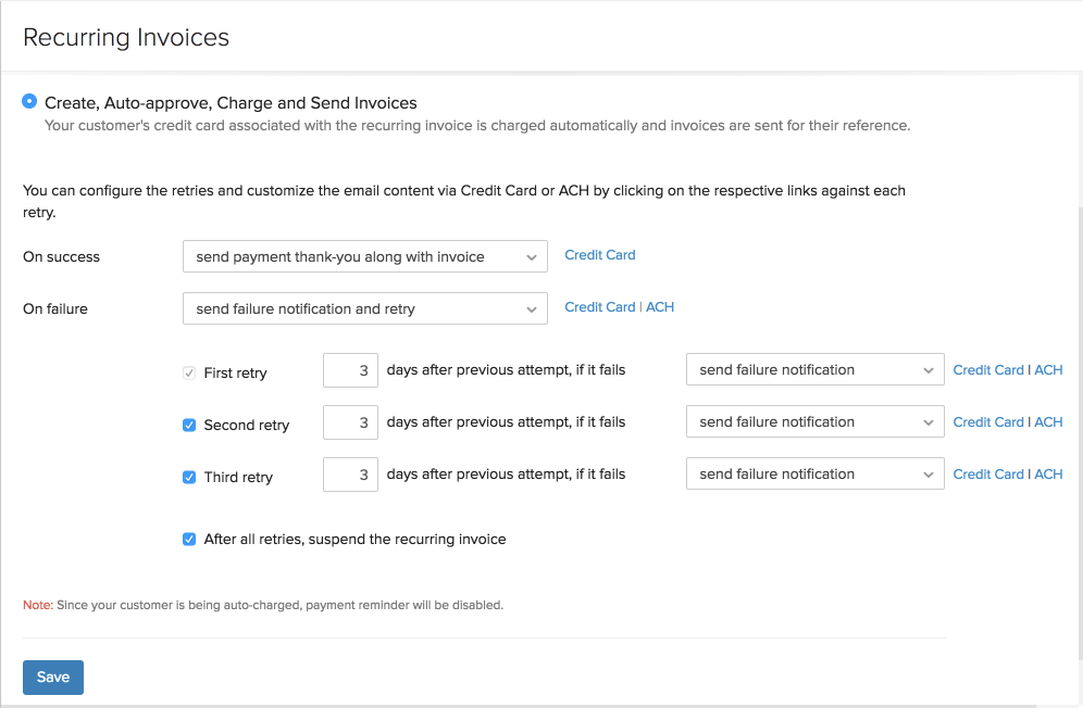 Auto-charge Settings