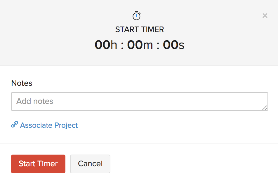 Timesheet start timer without project