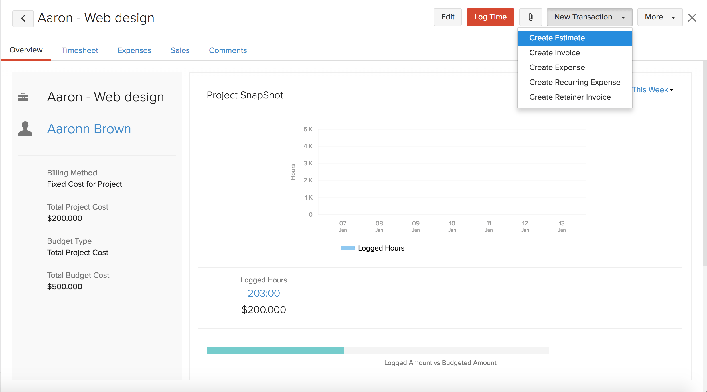 Estimate from Projects