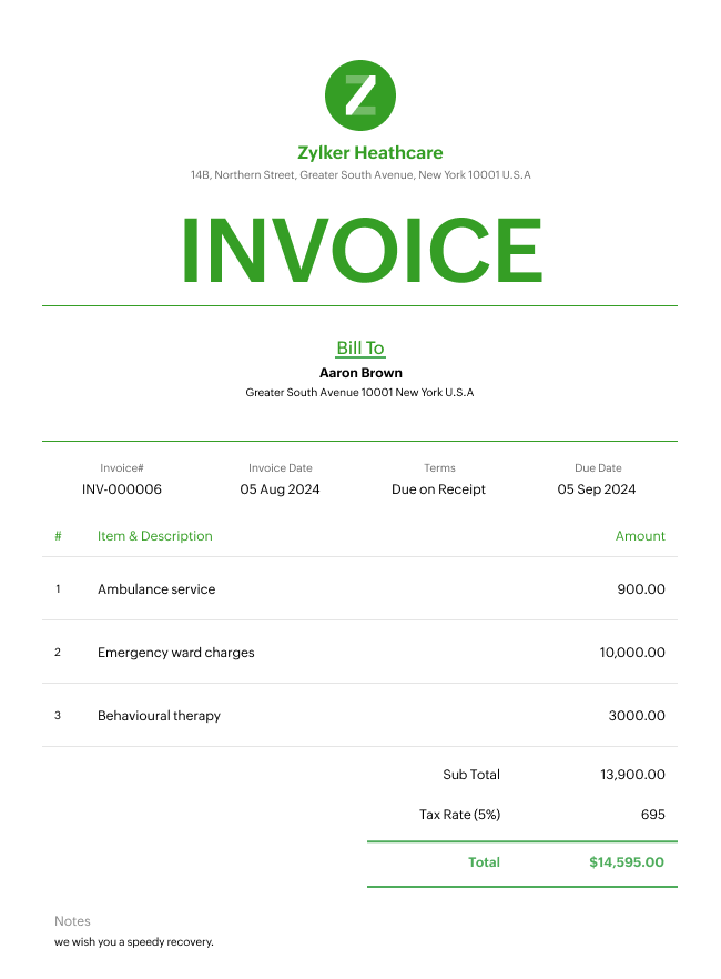 Medical Invoice Template