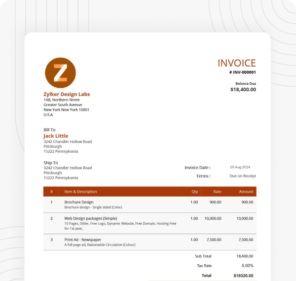 Service invoice template